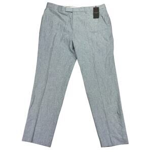 Ted Baker Mens Damaskt Slim Fit Linen Blend Chino Pants Blue 38R
